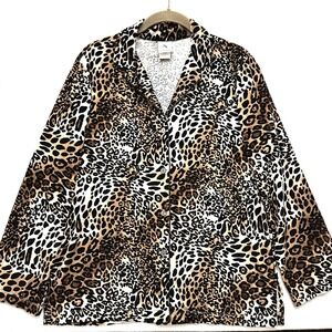 Natori Animal Print Velour Pajama Top Shirt Women S Small Leopard Cheetah